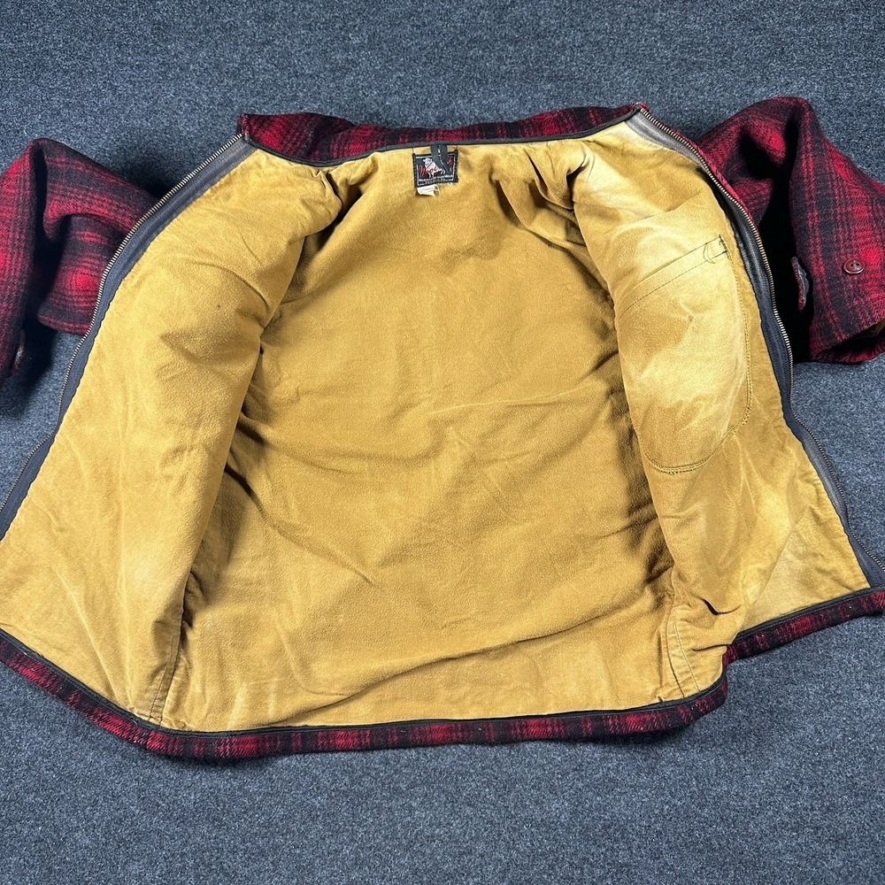 Woolrich 40's/50's Mackinaw Wool Jacket Size 38 Red Black Plaid Hunting Coat VTG - Picture 3 of 6